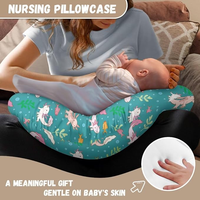 Axolotl Nursing Pillow Covers for U-Shaped Breastfeeding Pillow Nursing Pillow Case for Newborn Boys Girls Hidden Zipper Design Soft and Skin-Friendly