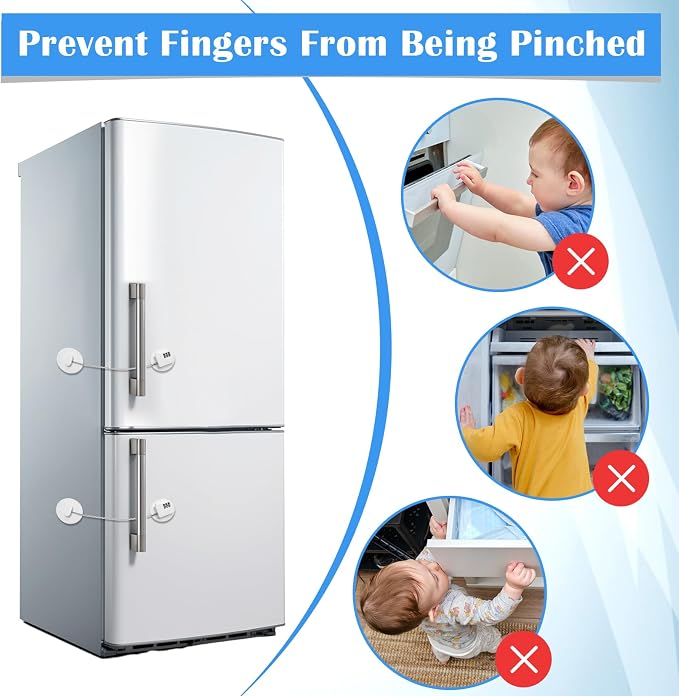 4PCS Refrigerator Locks Combination, Drill-Free Refrigerator Door Lock Fridge Lock with Password, Mini Digital Freezer Door Lock, White