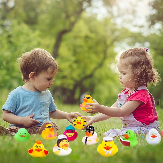 35 PCS Rubber Ducks, Random Assortment Ducks Bulk, 2 Inch Mini Rubber Duckies for Toddler Bath Toys, Kids Bath Pool Toys Birthday Gifts Party Favors