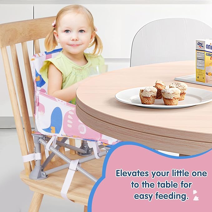 Portable Baby Booster Seat with Tray, Toddler Booster seat for Dining, Camping, Travel, Baby Beach Chair 6 Months to 3 Years Old Indoor Outdoor Use CH2408