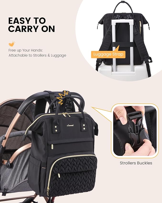 LOVEVOOK Diaper Bag Backpack, Baby Bag with Changing Station for Moms & Dads, Large Waterproof Mommy bag with Stroller Buckles, Travel Essential Baby Shower for Boys and Girls