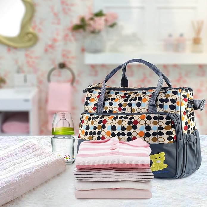 5-Pack Mummy Diaper Shoulder Bag Set w/Changing Pad ??Large Water-Resistant Nappy Bag with Insulated Pockets