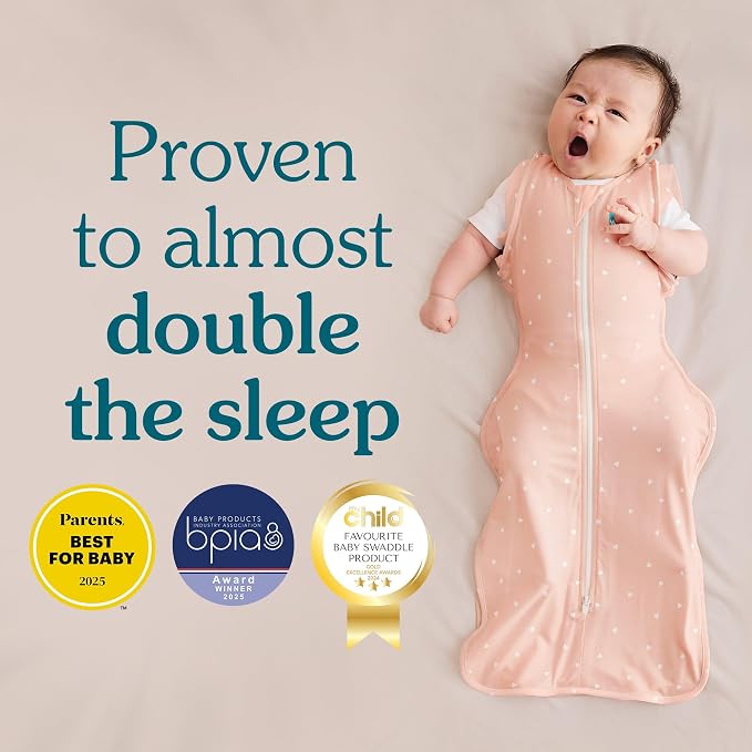 Love to Dream Swaddle UP, Baby Sleep Sack, Self-Soothing Swaddles for Newborns, Improves Sleep, Secure Fit Helps Calm Startle Reflex, New Born Essentials for Baby, 5-8.5 lbs, Stripe Denim