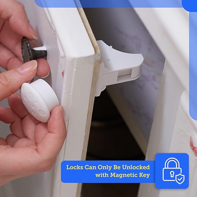 Eco-Baby Universal Replacement Keys for Magnetic Cabinet Locks [2 Universal Keys] Child Safety for Drawers and Cabinets - 2 Keys for Child Proof Kitchen Bathroom Cabinet Locks