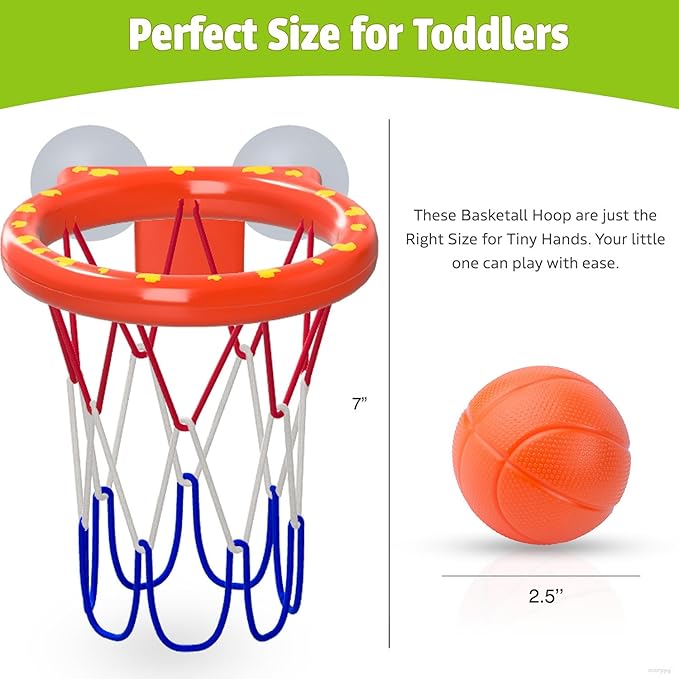 MARPPY Bath Toys - Bathtub Basketball Hoop for Kids Toddlers - Mold Free Bath Toys with Suction Cup & 3 No Hole Balls - Shower Toys and Bathtub Toys for Toddlers - Boys Girls