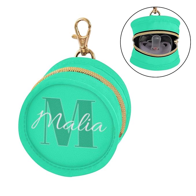 Custom Turquoise Pacifier Holder Case for Diaper Bag Personalized Portable Travel Pacifier Storage Case with Clip Newborn Baby Pouch for Baby Boys Girls Purse Outdoor