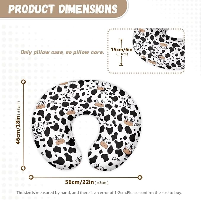 Milk Cow Nursing Pillow Cover for Baby Girl Boy Cowhide Removable Covers for Breastfeeding Pillows Safe and Snug Breast Feeding Pillowcases for Moms Nursing Covers