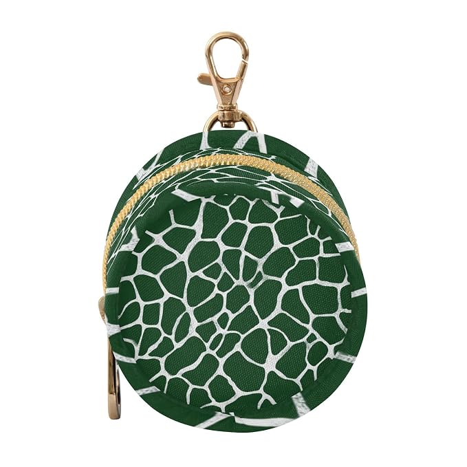 Pacifier Holder with Clip Pacifier Case for Diaper Bag Round Baby Pacifier Pouch Box Bag Portable Deep Green and White Giraffe Texture01