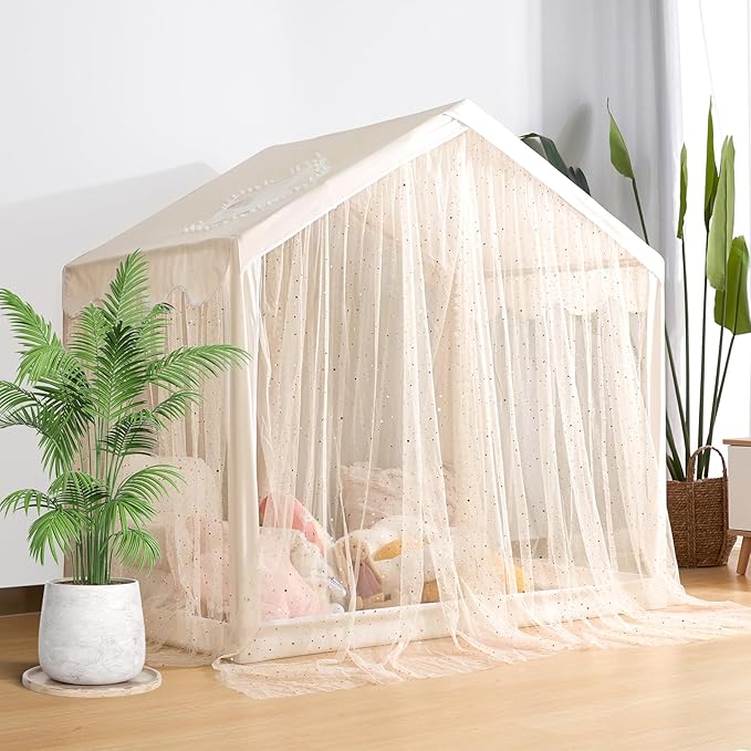 Kids Play Tent with Star-Shaped Window, Indoor Play Tents for Toddlers 1-3, Playhouse Tent for Girls & Boys, Children's Tent with Breathable Netting (Boho)