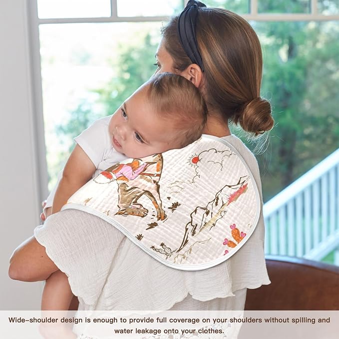 Cute Rodeo Cowgirl Muslin Baby Burp Cloths - Super Absorbent and Soft Burping Rags - Cotton Burp Clothes Set for Boys and Girls, 2 Pack