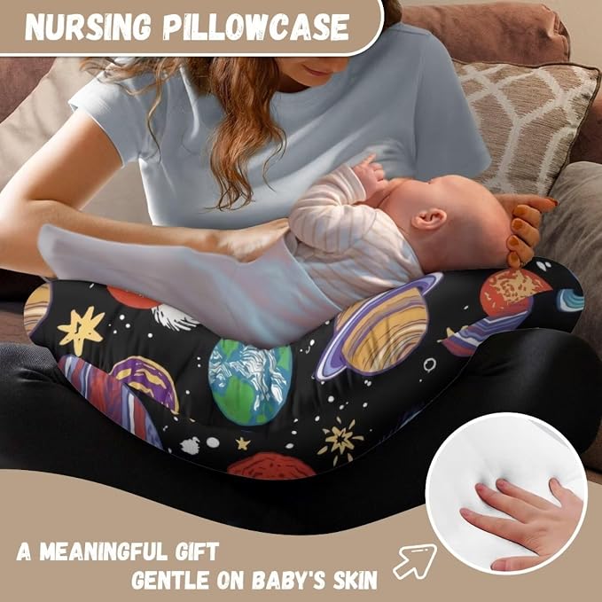 Night Planet Bottle & Breastfeeding Pillow Protection Cover Anti-Stains Comfortable Nursing Pillow Replacement Cover for Baby Boys Girls