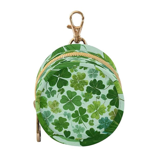 Pacifier Holder with Clip Pacifier Case for Diaper Bag Round Baby Pacifier Pouch Box Bag Portable Green Nature St Patrick Clovers