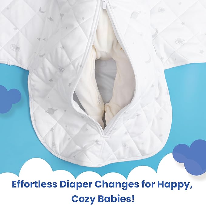 Baby Sleep Sack Swaddle 2.0 TOG 0-6 Months, 3-Way Adjustable Wearable Blanket for Newborn, Infant Swaddling Wrap, Unisex for Girls & Boys (White)