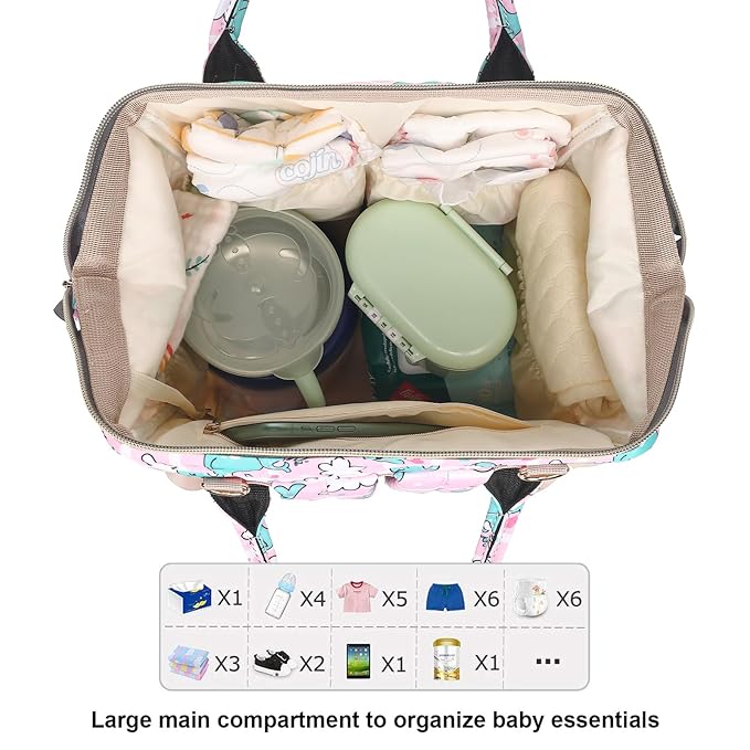 Whale Diaper Bag Backpack for Baby Girls, Mom Waterproof Large Nappy Bags for Women