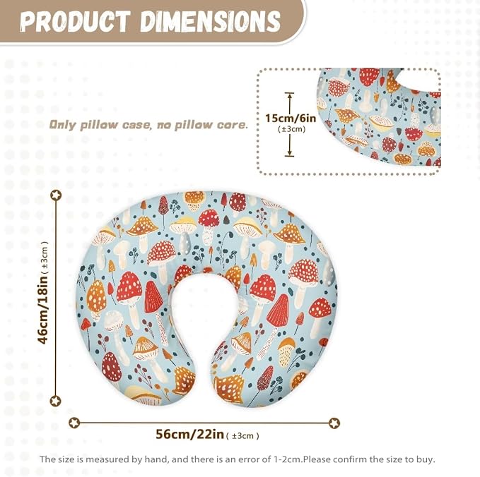 Nursing Pillow Cover Stretchy，Cotton Blend，Mushroom Diversification,Fits The Original Support for Breastfeeding，for Breastfeeding and Bottle Feeding