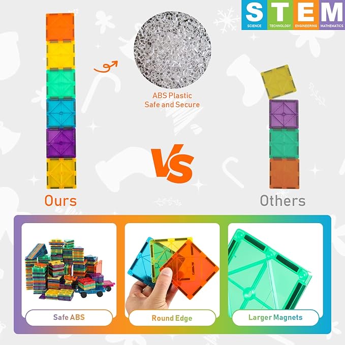 Bmag Magnetic Tiles, 67 PCS with 1 Car Building Blocks for Toddlers, 3D Magnet, STEM Educational Learning Building Blocks for Kids Children, Stacking Montessori Toys Gifts for Boys Girls