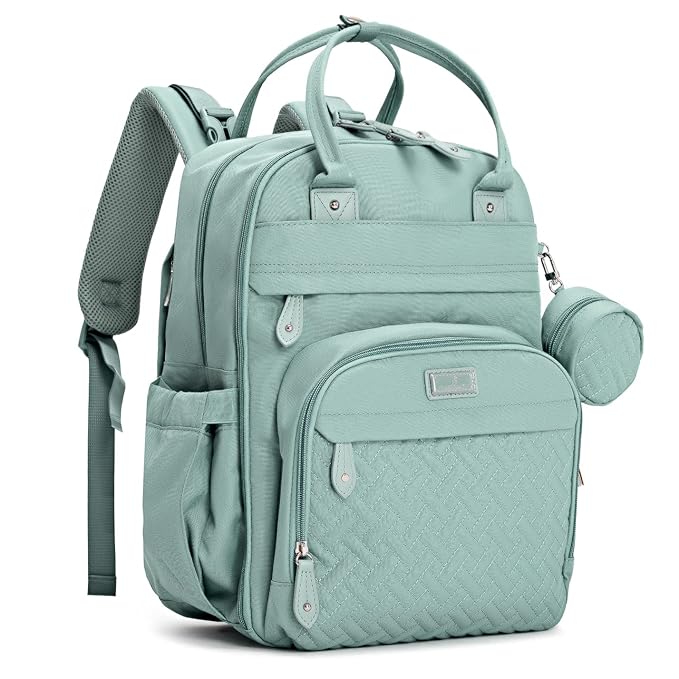 BabbleRoo Diaper Bag Backpack - Baby Essentials Travel Bag - Multi Function Water Resistant Diaper Bag, Travel Essentials Baby Bag with Changing Pad, Stroller Straps & Pacifier Case ??Sage Green