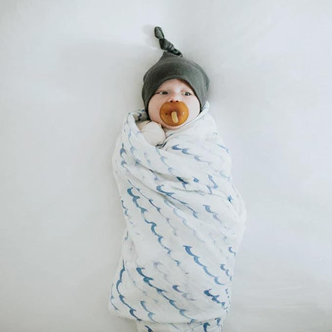 Little Unicorn Premium Cotton Swaddle Baby Blanket | Breathable Fabric | for swaddling, Play, Nursing & More (High Tide)
