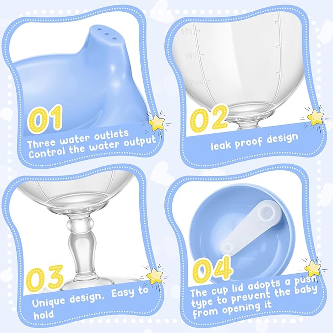 Irenare Baby Wine Sippy Cup Plastic Goblet Cup No Spill Toddler Sippy Goblet Beverage Milk Water Bottle for Kids Holiday Birthday Party Funny Gift(Goblet Style,Blue,1 Pcs)