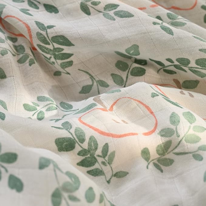GLLQUEN BABY Receiving Blanket Boy Cotton Muslin Swaddle Blankets Girl Newborn Squares Breathable & Soft Thin Baby Blankets Cloths Double Absorbent Infant Swaddling Wrap - 6 Pack (Apple)