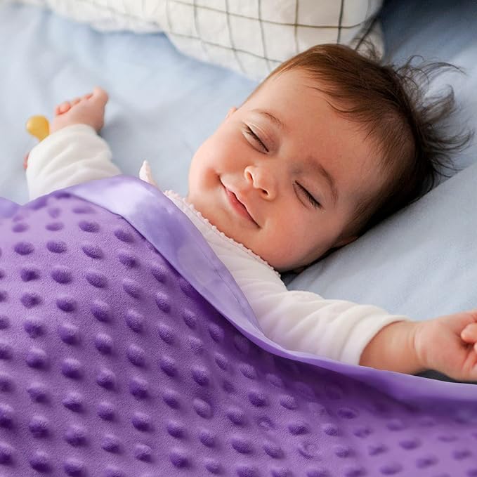 Pro Goleem Baby Soft Minky Dot Blanket with Silky Satin Backing Baby Gifts for Boys and Girls (Purple, 30’’ x 40’’)