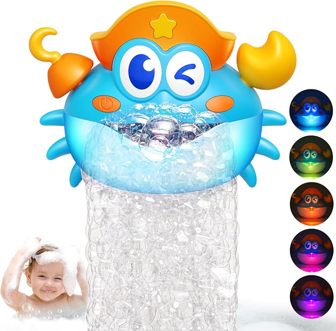 Bath Toys,Light Up Baby Bath Toys Bath Bubble Machine with Colourful RGB Light Great Birthday for Toddler Boys and Girls Tub Toy for Kids Ages 1-3 4-8