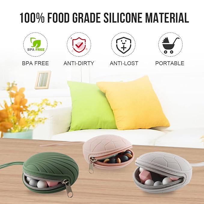 Smlpuame 3 Pack Pacifier Holder Case,Silicone Portable Pacifier Cover Pouch Bag for Diaper Bags Baby Carriage,Pacifier Storage Container Box,Easy to Clean,(Blush+Black+Grey)