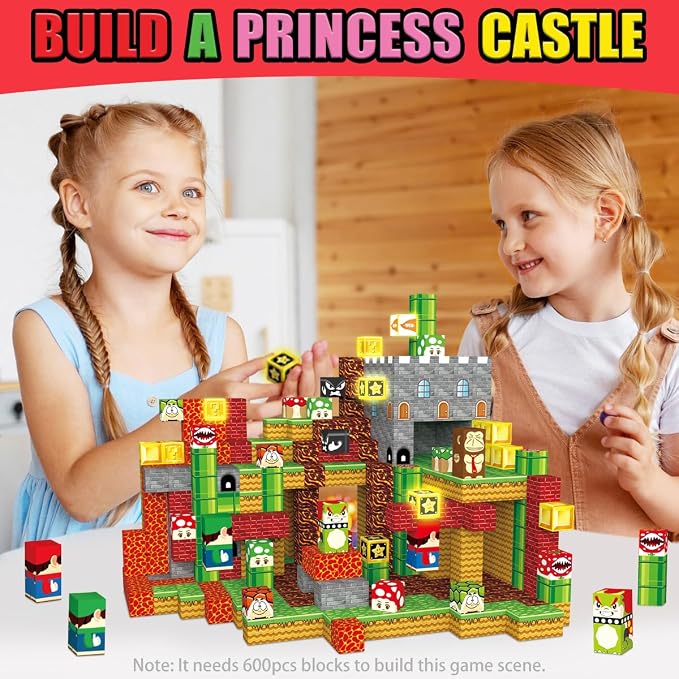 Daoyehsy 200PCS Magnetic Blocks Building Toys, 1" Light Up Building Blocks Magnet Cubes Tiles for Toddlers Boys Girls 3+, Build 3D World STEM Sensory Construction Toys