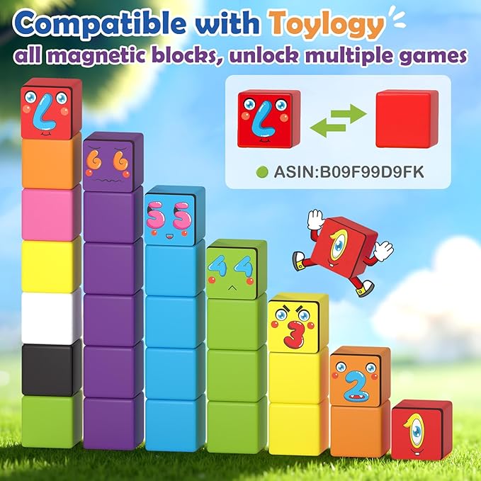 Magnetic Blocks World Building Blocks Edition, STEM Educational Montessori Sensory Learning Toddlers Toys for 3 4 5 Year Old Boys Girls, Number Games 1-10, Birthday Gifts for 3-5 4-8 Year Old Kids