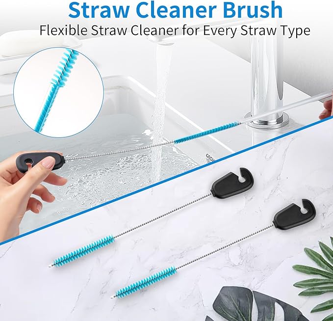 RAYMYLO Bottle Brush Cleaner with Straw Brush, 3-in-1 Long Handle Water Bottle Cleaner Brush Set, Cleaning for Narrow Neck Bottles, Sport Bottles, Baby Bottles, Tumblers Mugs, Straw Lids and Straws