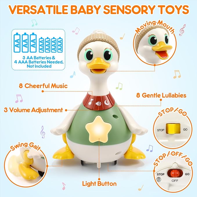 LUDILO Infant Baby Toys 6-12 Months: Musical Crawling Duck Toy Must Have 6 7 8 9 10 12 18 Month Old Baby Toy 6-12-18 Month Newborn Tummy Time Toys for 1 Year Old Boy Girl Gifts Stocking Stuffers