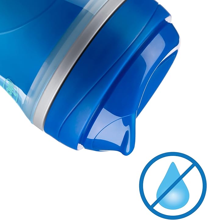 Chicco Double-Wall Insulated Sippy Cup with Bite-Proof Rim Spout and Spill-Free Lid 9oz. | Top-Rack Dishwasher Safe | Easy to Hold Ergonomic Indents | Blue/Teal Ombre, 2pk | 12+ months