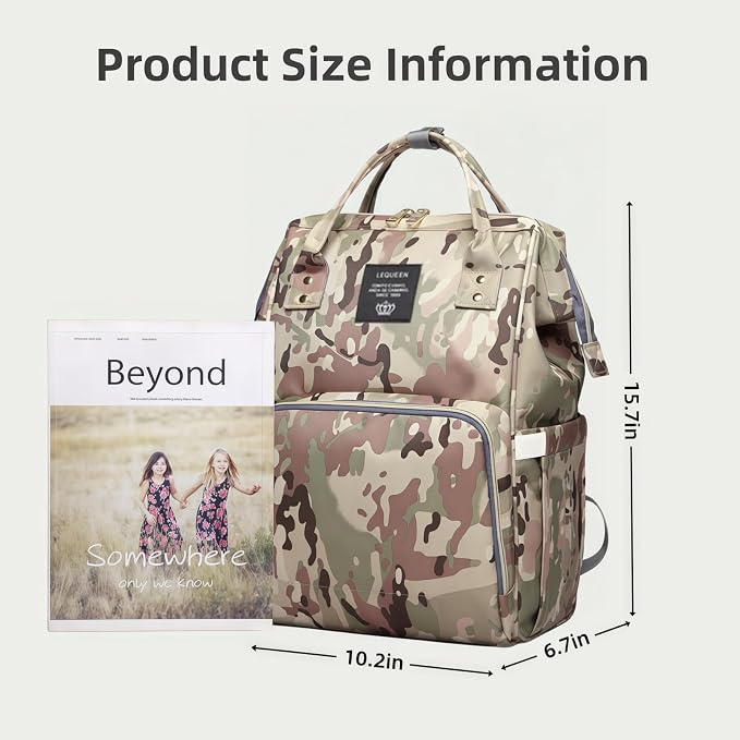 Camo Diaper Bag Backpack Multi-Function Diaper Bag for Baby Care Essentials Waterproof Travel Baby Bag for Mom Dad