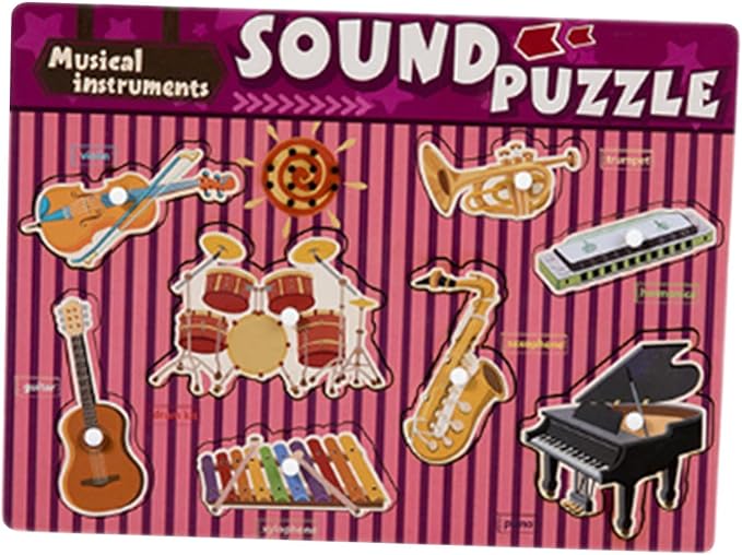 Wooden Peg Puzzle Children Puzzle for Kids Girls and Boys, Music