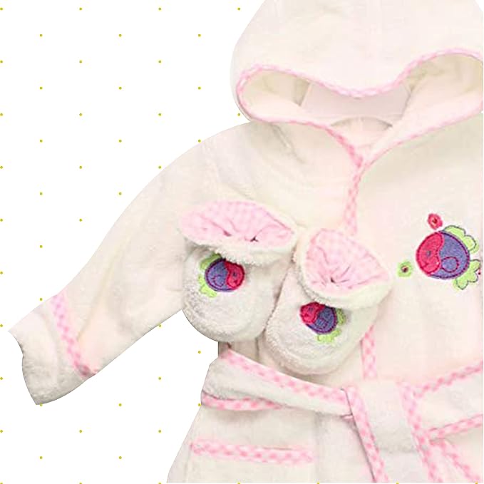 Spasilk 100% Cotton Hooded Terry Bathrobe with Booties Baby One Size Gifts — Shower