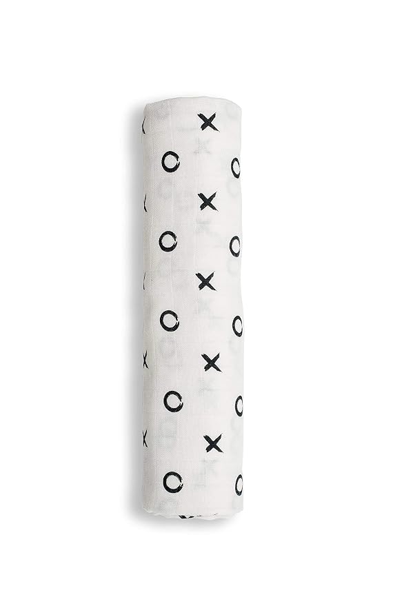 Lulujo Baby Swaddle Blanket| Unisex Softest Bamboo Viscose Muslin Swaddle Blanket| Neutral Receiving Blanket for Girls & Boys | 47in x 47in Hugs & Kisses