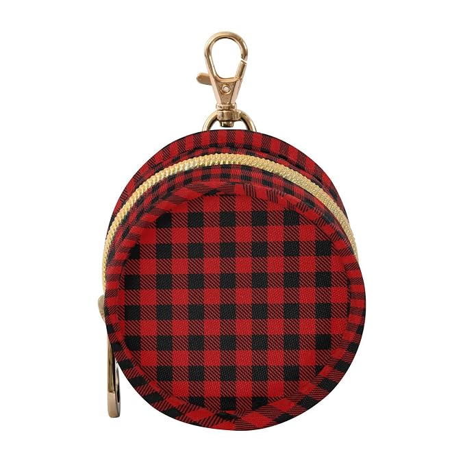 Black Red Buffalo Plaid Print Pacifier Holder Case with Clip Portable Pacifier Storage Bag for Girls Boys