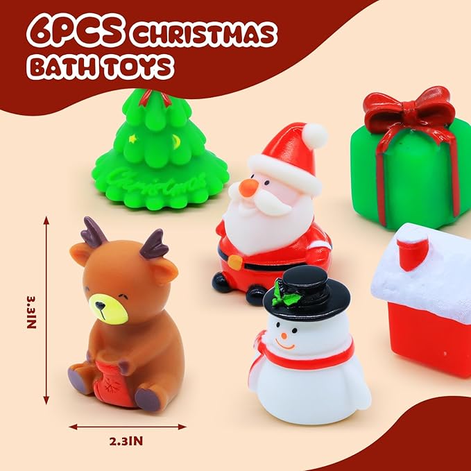 Christmas Bath Toys for Toddlers 1-3: 6 Packs Light-Up Floating Baby Toddler Kids Bath Toys Set for Boys & Girls Christmas Birthday Xmas Gifts - Bathtub Bath Toy for Children Preschool