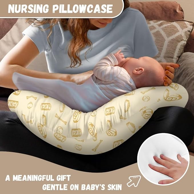 Dog Pattern Nursing Pillow Slipcover Sleeve, Ultra-Soft Baby Nursing Pillow Removable Cover for Breastfeeding Pillows, Pillow Not Included