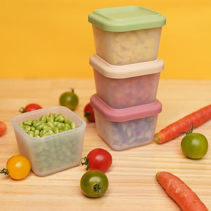 Silicone Food Storage Containers with Lids 5 oz Reusable Small Snack Containers Bento Lunch Snack Pots for Adults & Kids Meal Prep Containers BPA Free 4 Pack Microwavable