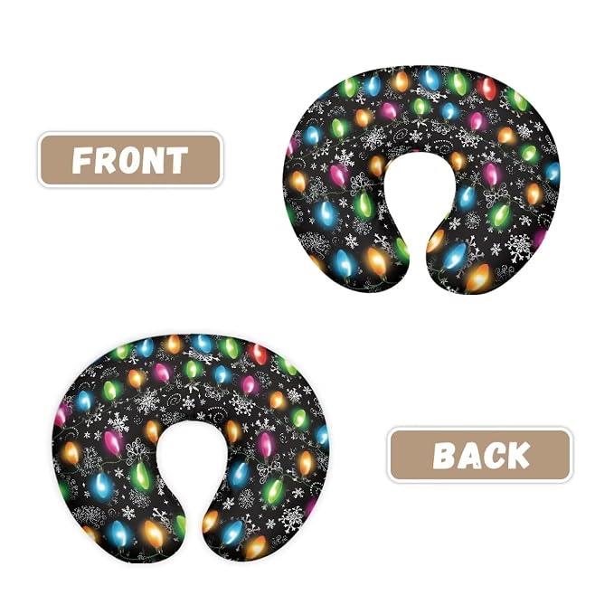 Christmas Colorful Lights Snowflake Nursing Pillow Slipcover Comfortable Skin-Friendly Fabric Nursing Pillow Replacement Cover Removable Bottle or Breastfeeding Pillowcase for Boys & Girls