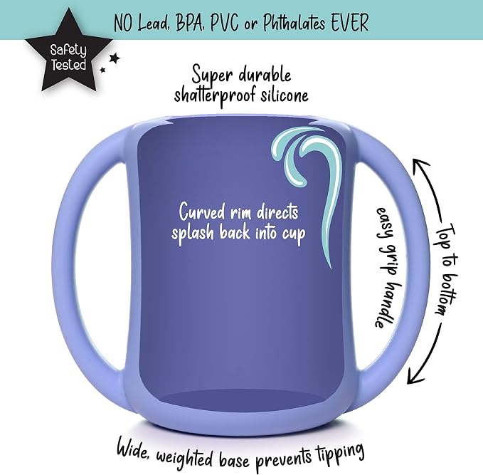 PrimaStella Silicone Baby & Toddler Training Cup with Handles (Periwinkle)