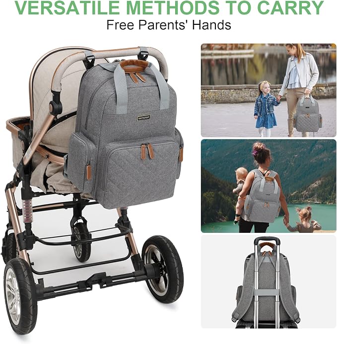 Diaper Bag Backpack with Changing Station, Baby Diaper Bag Organizer for Moms Dads Large Baby Changing Bags