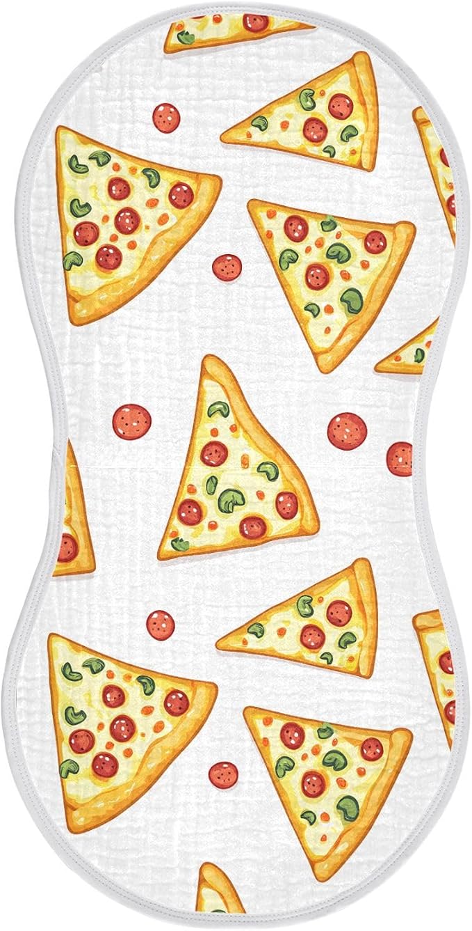vvfelixl Baby Burp Cloths Delicious Sliced Pizza Baby Newborn Cotton Burping Cloths Set Baby Washcloths 4 Pack