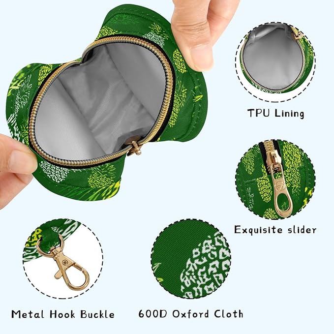 Pacifier Holder with Clip Pacifier Case for Diaper Bag Round Baby Pacifier Pouch Box Bag Portable Green Pineapple