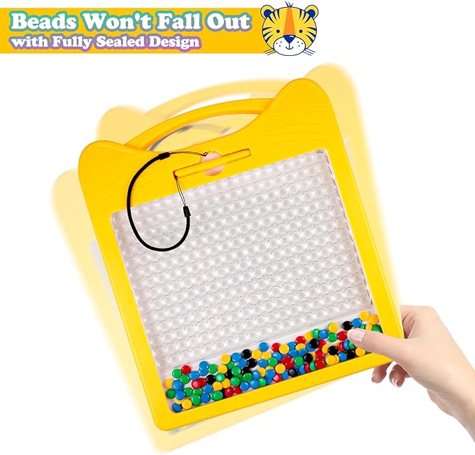 Extra Large Magnetic Drawing Board for Kids, Magnet Doodle Board with 2 Pens, Magnetic Dot Art Fine Motor Skills Montessori Toy, Airplane Car Ride Travel Essentials for Toddler (12.5" x 12.5")