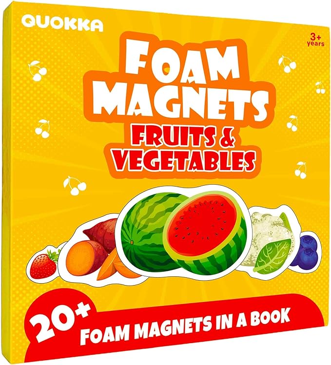 QUOKKA Travel Magnetic Puzzles for Toddlers 1-3 – 20+Pcs Fruits & Vegetables Game – Fun Travel Game Toy for Kids Ages 3-5 – Strong Magnets for Car Activities – Fun Toddler Puzzle Ages 2-4