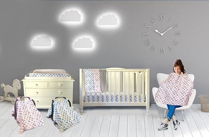 Vera Elephant Cotton Fleece Baby Blanket (Petal Grey) 30"x40"