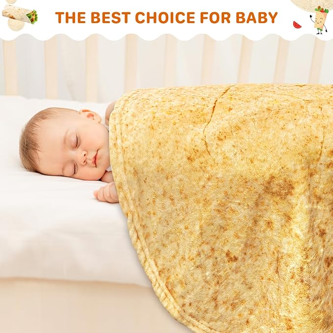 Tortilla Blanket Baby, Tortilla Blanket for Newborn Toddler, 285 GSM Soft Flannel Wearable Wrap Funny Gifts for Baby Shower Boy Girl 0-3 6 9 Months