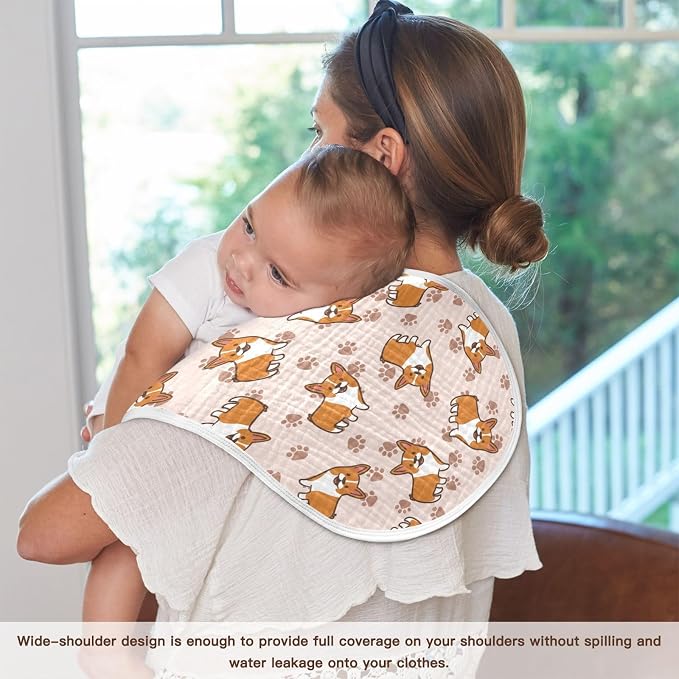 vvfelixl Burp Cloths Cartoon Corgis for Baby Boy Girls Baby Washcloths Burp Rags 1 Pack Flesh-Colored